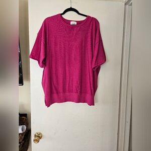 Andrée By Unit Fuchsia Short Sleeve Sweater Top
